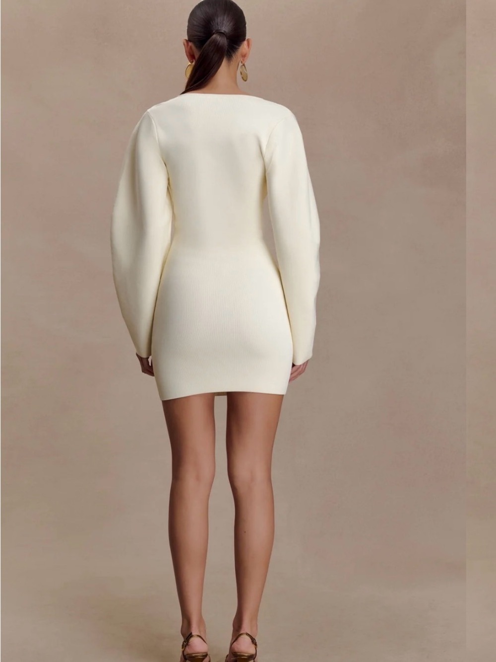 GREY LAB Cream Knit Balloon-Sleeve Mini Dress - Picture 3 of 7